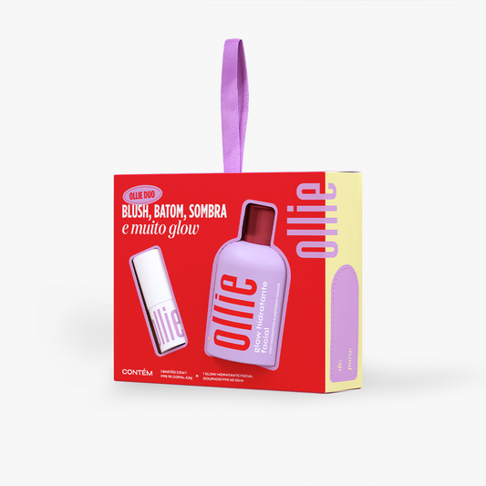 Blush, batom e sombra e muito glow
