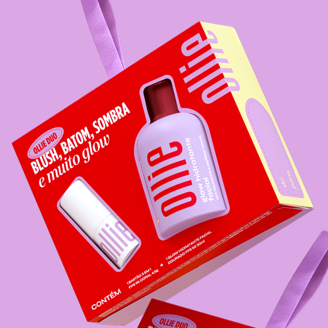 Blush, batom e sombra e muito glow